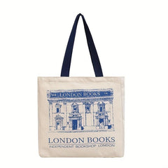 London Books Print Canvas Handbag Shoulder Bag Large Capacity Tote