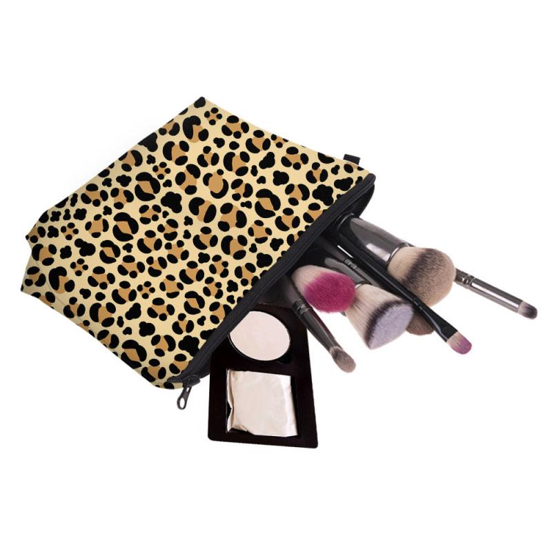 Leopard Pattern Zipper Pouch Carry On Bag Clutch Coin Purse