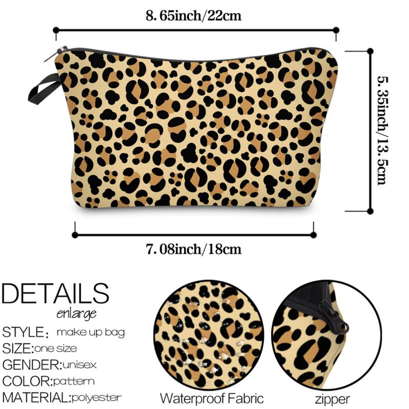 Leopard Pattern Zipper Pouch Carry On Bag Clutch Coin Purse