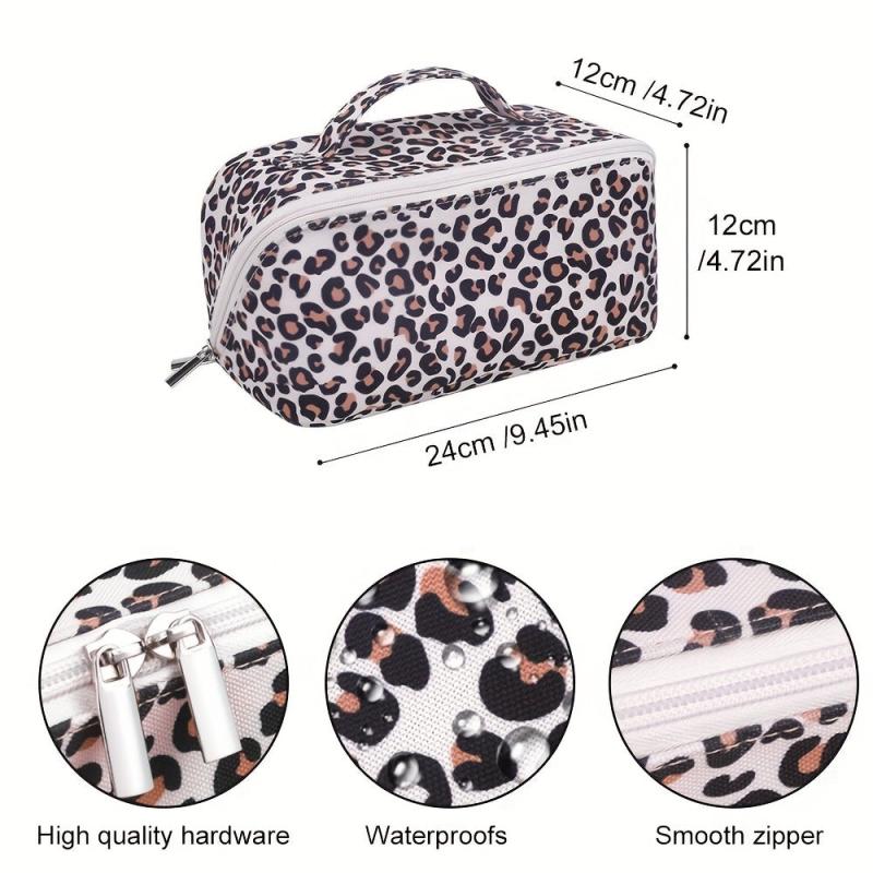 Leopard Print Zipper Makeup Pouch Lightweight Cosmetic Bag