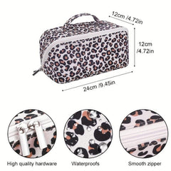 Leopard Print Zipper Makeup Pouch Lightweight Cosmetic Bag