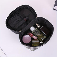 Houndstooth Pattern Zipper Makeup Handbag Toiletry Wash Bag