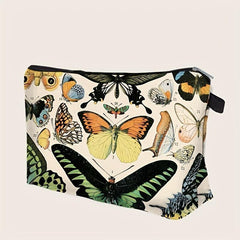 Vintage Butterfly Print Cosmetic Bag Portable Travel Makeup Pouch