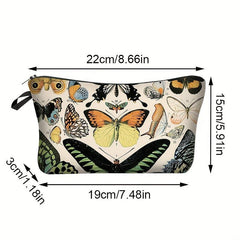 Vintage Butterfly Print Cosmetic Bag Portable Travel Makeup Pouch