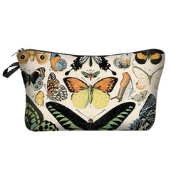 Vintage Butterfly Print Cosmetic Bag Portable Travel Makeup Pouch