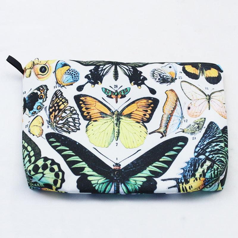 Vintage Butterfly Print Cosmetic Bag Portable Travel Makeup Pouch