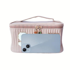 Chenille Letter Patch Cosmetic Bag Quilted Toiletry Bag