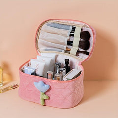 Floral Decor Makeup Storage Box Zipper Cosmetic Organizer