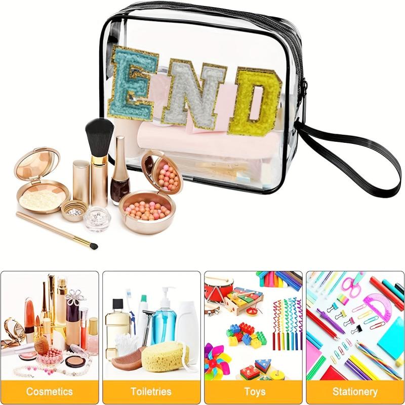 Chenille Letter Pattern Cosmetic Bag Travel Makeup Pouch
