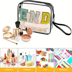 Chenille Letter Pattern Cosmetic Bag Travel Makeup Pouch