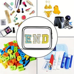 Chenille Letter Pattern Cosmetic Bag Travel Makeup Pouch