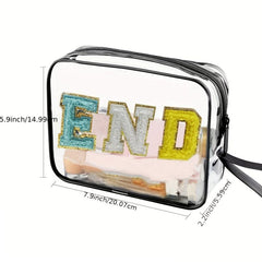 Chenille Letter Pattern Cosmetic Bag Travel Makeup Pouch
