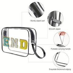 Chenille Letter Pattern Cosmetic Bag Travel Makeup Pouch