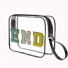 Chenille Letter Pattern Cosmetic Bag Travel Makeup Pouch