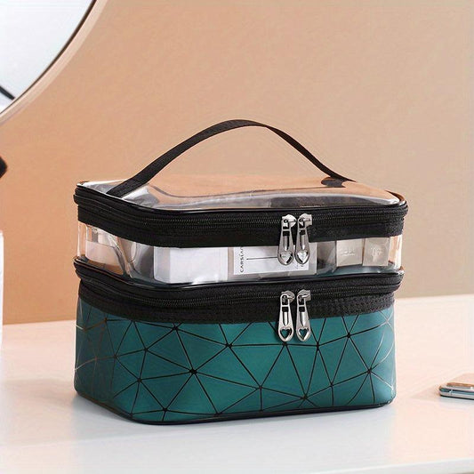 Large Travel Makeup Bag Double Layer Portable Waterproof Cosmetic Bag