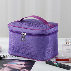 Letter Graphic Waterproof Cosmetic Bag Travel Toiletry Organizer