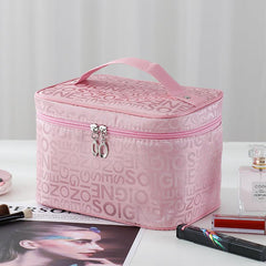 Letter Graphic Waterproof Cosmetic Bag Travel Toiletry Organizer