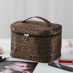 Letter Graphic Waterproof Cosmetic Bag Travel Toiletry Organizer