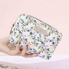Floral Pattern Cosmetic Bag Travel Storage Pouch Zipper Toiletry Bag