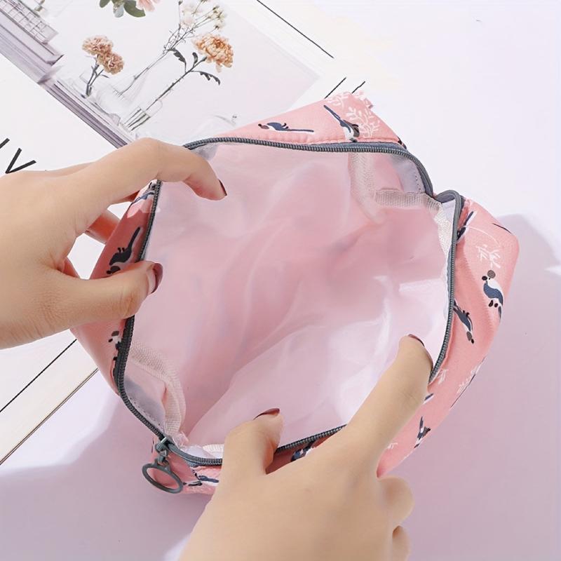 Floral Pattern Cosmetic Bag Travel Storage Pouch Zipper Toiletry Bag