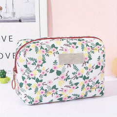 Floral Pattern Cosmetic Bag Travel Storage Pouch Zipper Toiletry Bag