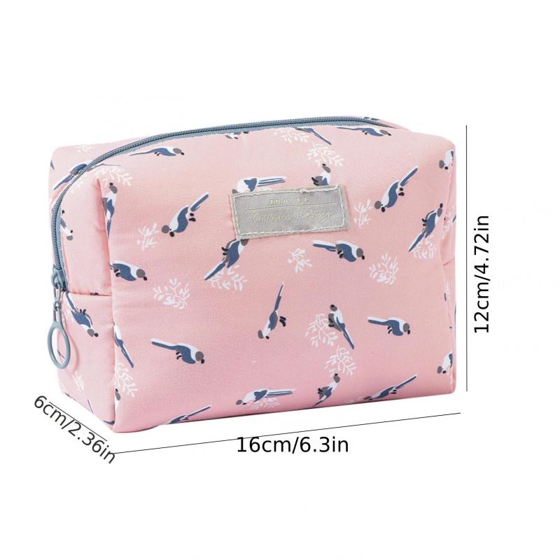 Floral Pattern Cosmetic Bag Travel Storage Pouch Zipper Toiletry Bag