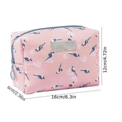 Floral Pattern Cosmetic Bag Travel Storage Pouch Zipper Toiletry Bag