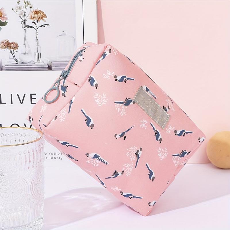 Floral Pattern Cosmetic Bag Travel Storage Pouch Zipper Toiletry Bag