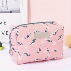 Floral Pattern Cosmetic Bag Travel Storage Pouch Zipper Toiletry Bag