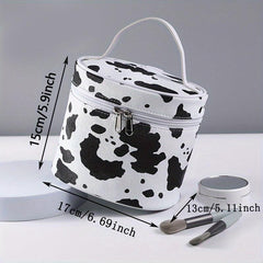 Cow Print Makeup Bag Portable Travel Toiletry Bag Faux Leather Storage Handbag