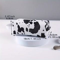 Cow Print Makeup Bag Portable Travel Toiletry Bag Faux Leather Storage Handbag