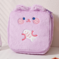 Cartoon Bear Pattern Makeup Bag Travel Storage Plush Bag