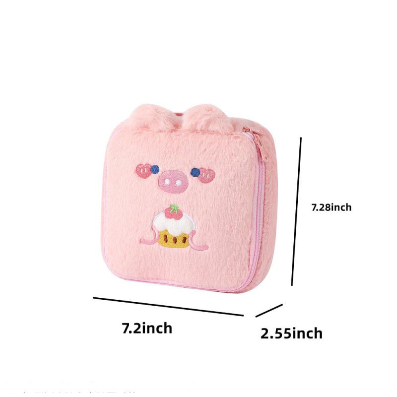 Cartoon Bear Pattern Makeup Bag Travel Storage Plush Bag