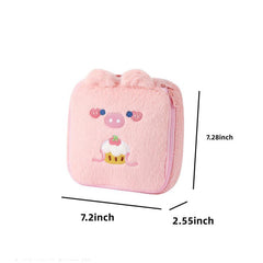 Cartoon Bear Pattern Makeup Bag Travel Storage Plush Bag
