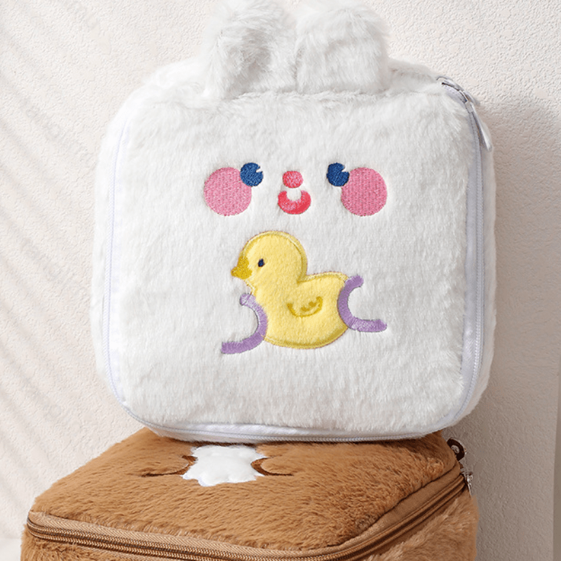 Cartoon Bear Pattern Makeup Bag Travel Storage Plush Bag