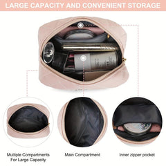 Quilted Cosmetic Bag Dacron Waterproof Zipper Makeup Pouch Lightweight Portable