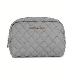 Quilted Cosmetic Bag Dacron Waterproof Zipper Makeup Pouch Lightweight Portable