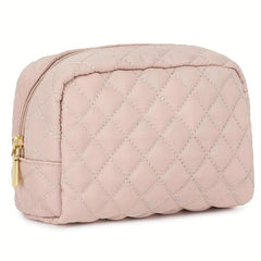 Quilted Cosmetic Bag Dacron Waterproof Zipper Makeup Pouch Lightweight Portable