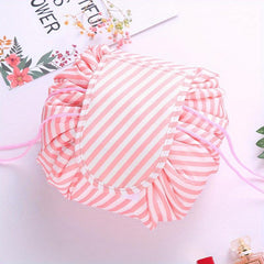 Drawstring Cosmetic Bag Dacron Zipper Makeup Pouch Lightweight Travel Storage
