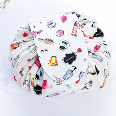 Drawstring Cosmetic Bag Dacron Zipper Makeup Pouch Lightweight Travel Storage