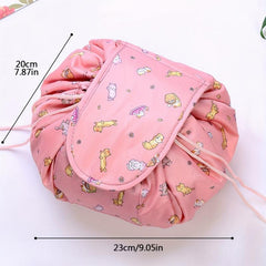 Drawstring Cosmetic Bag Dacron Zipper Makeup Pouch Lightweight Travel Storage