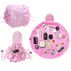 Drawstring Cosmetic Bag Dacron Zipper Makeup Pouch Lightweight Travel Storage