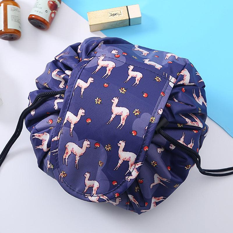 Drawstring Cosmetic Bag Dacron Zipper Makeup Pouch Lightweight Travel Storage