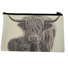 Highland Cow Pattern Coin Purse Cosmetic Bag Zipper Storage Bag