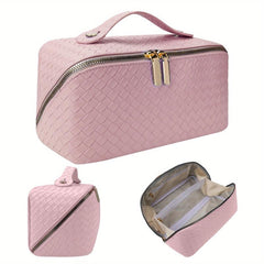 Minimalist Braided Makeup Zipper Bag Portable Solid Cosmetic Bag