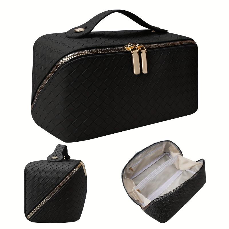 Minimalist Braided Makeup Zipper Bag Portable Solid Cosmetic Bag