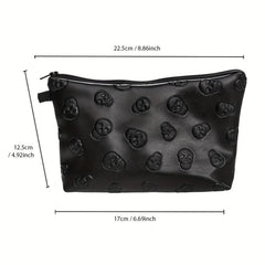 Skull Embossed Cosmetic Bag Lightweight Makeup Organizer Clutch Coin Purse