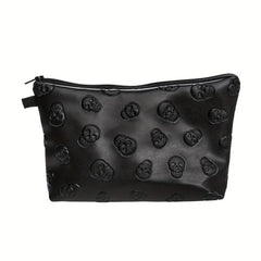 Skull Embossed Cosmetic Bag Lightweight Makeup Organizer Clutch Coin Purse