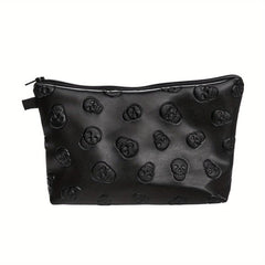Skull Embossed Cosmetic Bag Lightweight Makeup Organizer Clutch Coin Purse