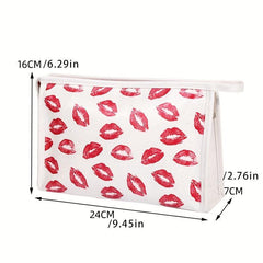 Lip Print Cosmetic Bag Waterproof PU Leather Toiletry Bag
